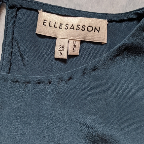 Ellesasson Teresa *Blue Silk Hi-lo Cutout Crop Top size 6 euro 38 - Picture 6 of 10